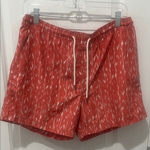 American Eagle Outfitters Coral Printed Lined Swim Shorts Size Medium